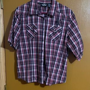 Ladies Plaid Short Sleeve Shirt